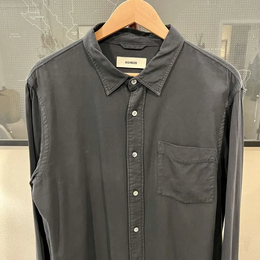 Buck Mason - LS Drape Twill Shirt - Black - Picture 4 of 6